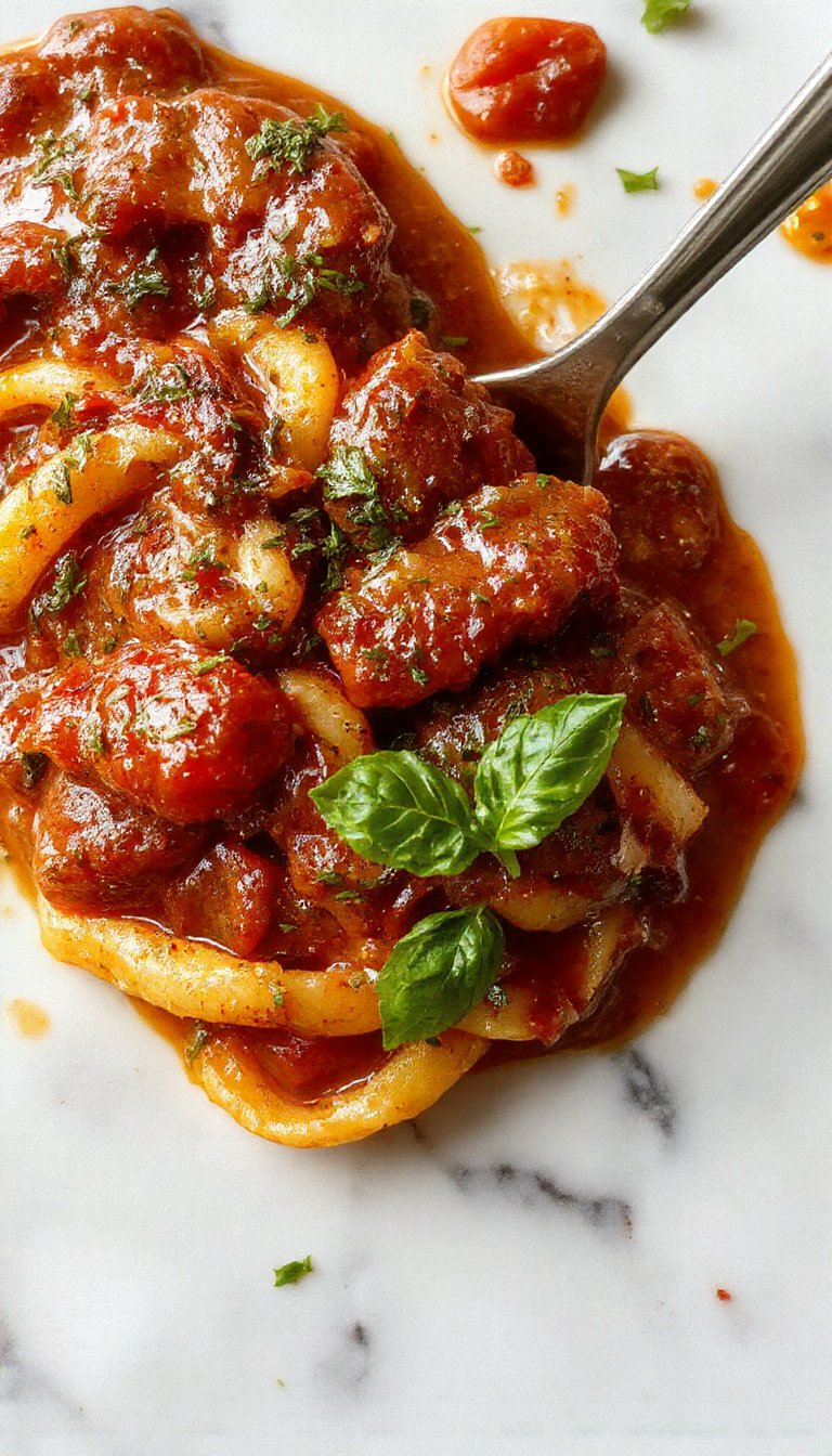 A vibrant assortment of seven Italian pasta sauces served in small bowls, showcasing rich colors and textures.