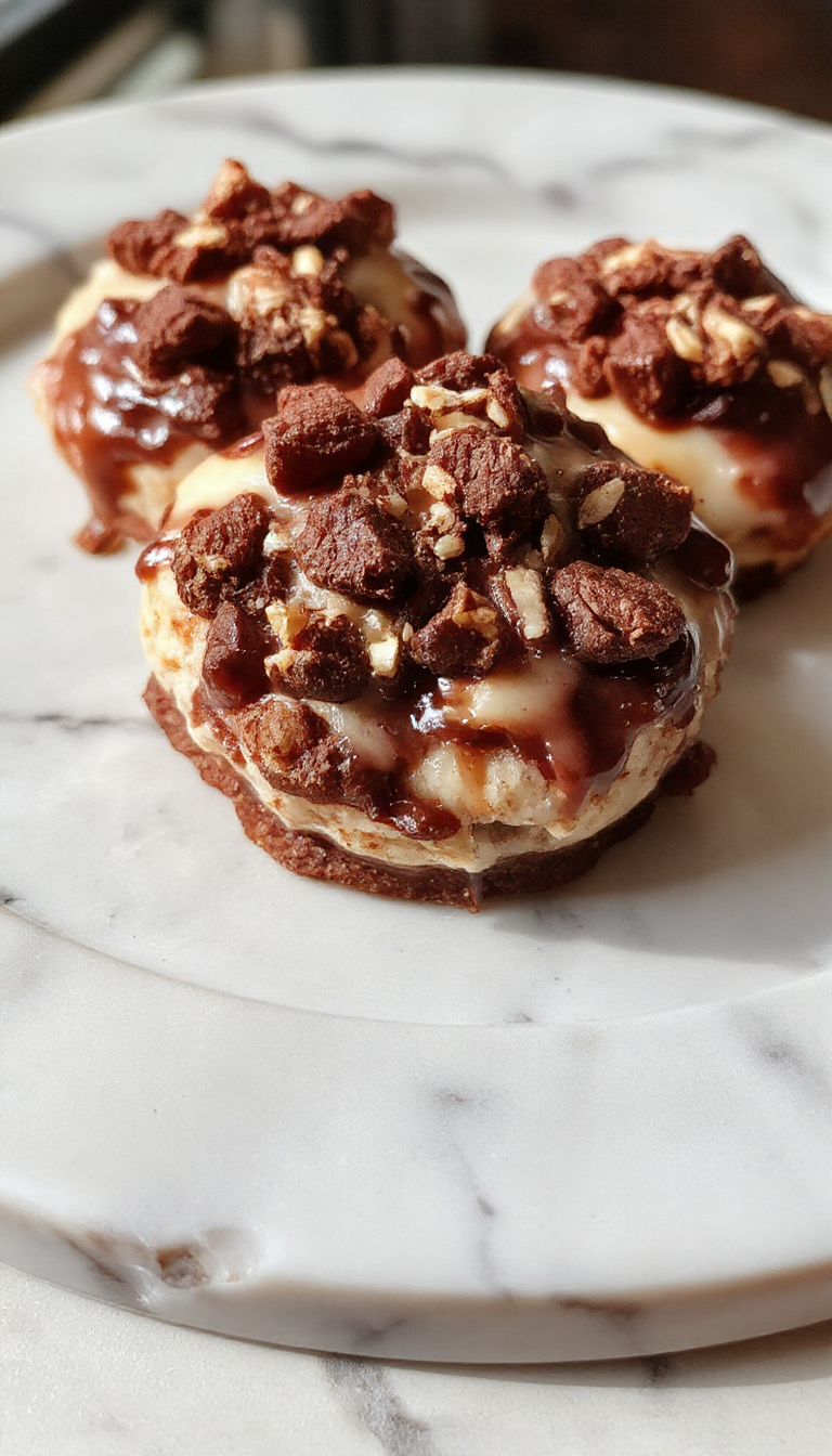 A close-up of a slice of Brookie Bliss showcasing the layered brownie and cookie hybrid dessert on a wooden plate.