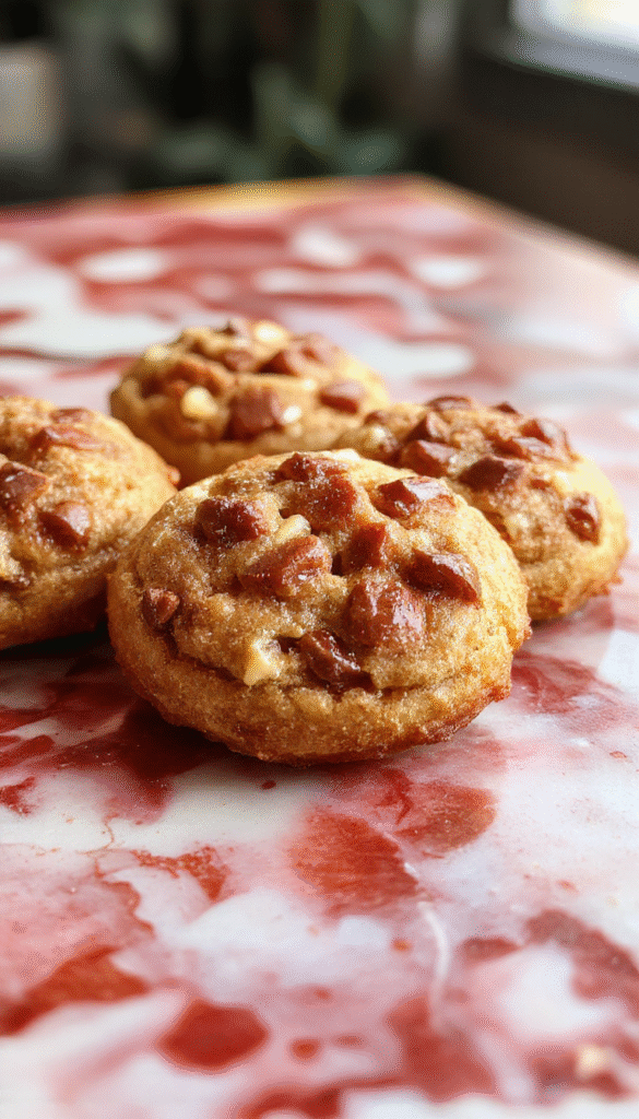 Colorful plate featuring freshly baked brown sugar pop tart cookies with golden-brown edges and a glossy sugar glaze, arranged neatly on a rustic wooden surface with a scattering of brown sugar and tiny sprinkles for garnish