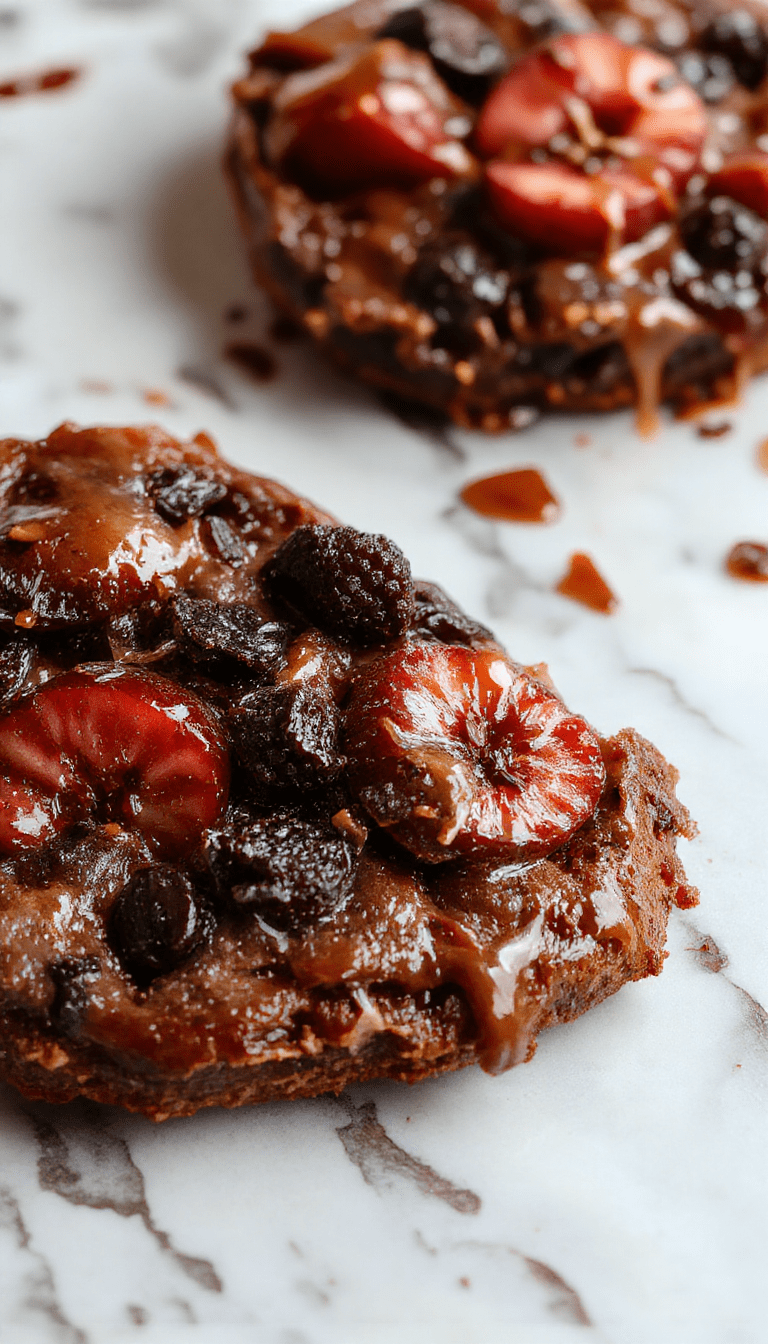 A vibrant and colorful brownie fruit pizza with a crispy brownie base topped with an array of fresh berries, sliced kiwi, and citrus segments, garnished with mint leaves, all arranged beautifully on a white plate with a rustic background.