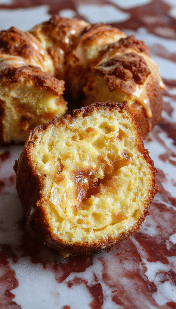 A golden-brown Pound Cake topped with glazed apple slices and sprinkled with cinnamon, set on a rustic wooden platter with autumn leaves in the background.