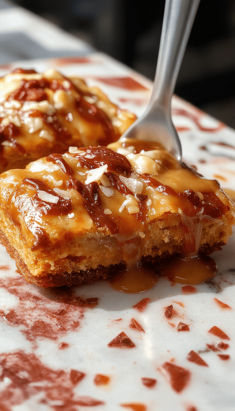 A close-up of a silky salted caramel dessert served in a clear glass dish, showcasing its rich golden-brown color, smooth texture, and sprinkled sea salt on top, garnished with caramel drizzles and a sprig of mint.