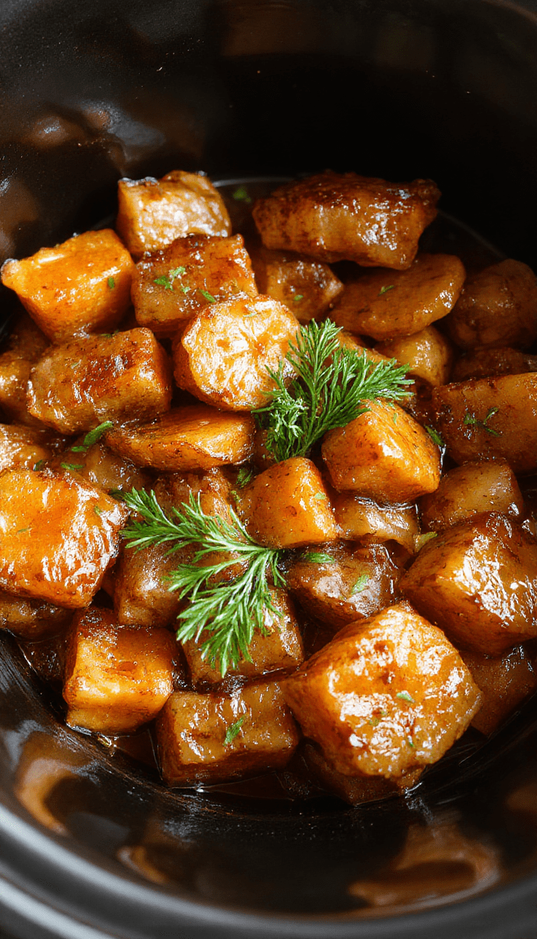 A close-up of glossy glazed carrots in a white bowl, showcasing vibrant orange color, caramelized surface, and a sprinkle of fresh herbs, styled on a rustic wooden table with steam rising, emphasizing a warm, cozy meal