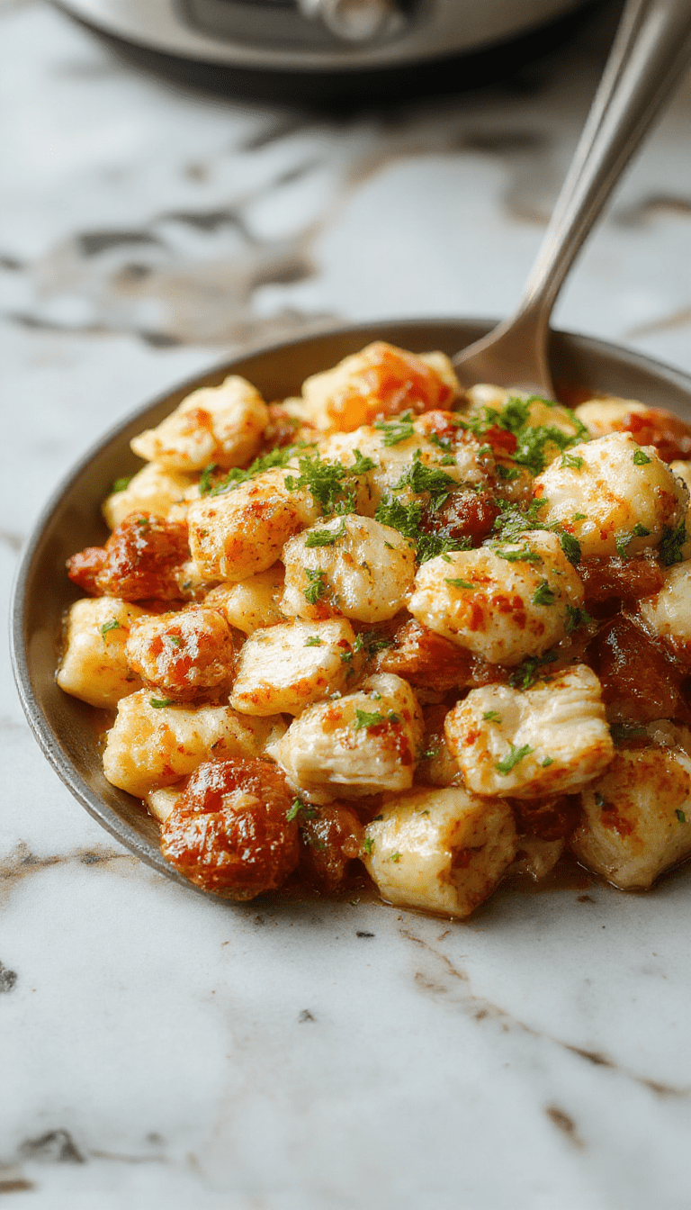 A colorful plate of creamy chicken tortellini with tender chicken pieces, melted cheese, and fresh herbs, arranged beautifully on a white dish with a rustic wooden background, vibrant vegetables around, styled casually with chopped parsley and grated cheese on top.