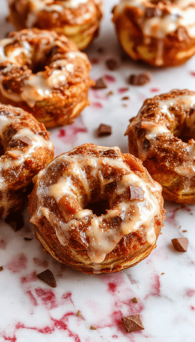 A golden brown monkey bread pulled apart to reveal soft, gooey interior pieces coated with cinnamon sugar, arranged on a white plate with a rustic wooden background, topped with a drizzle of glaze and fresh berries, styled in a cozy, inviting setting with natural lighting.